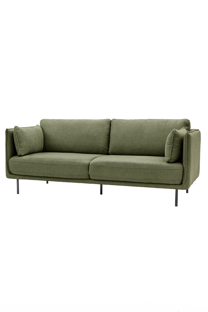 Modern Green Boucle 3-Seater Sofa