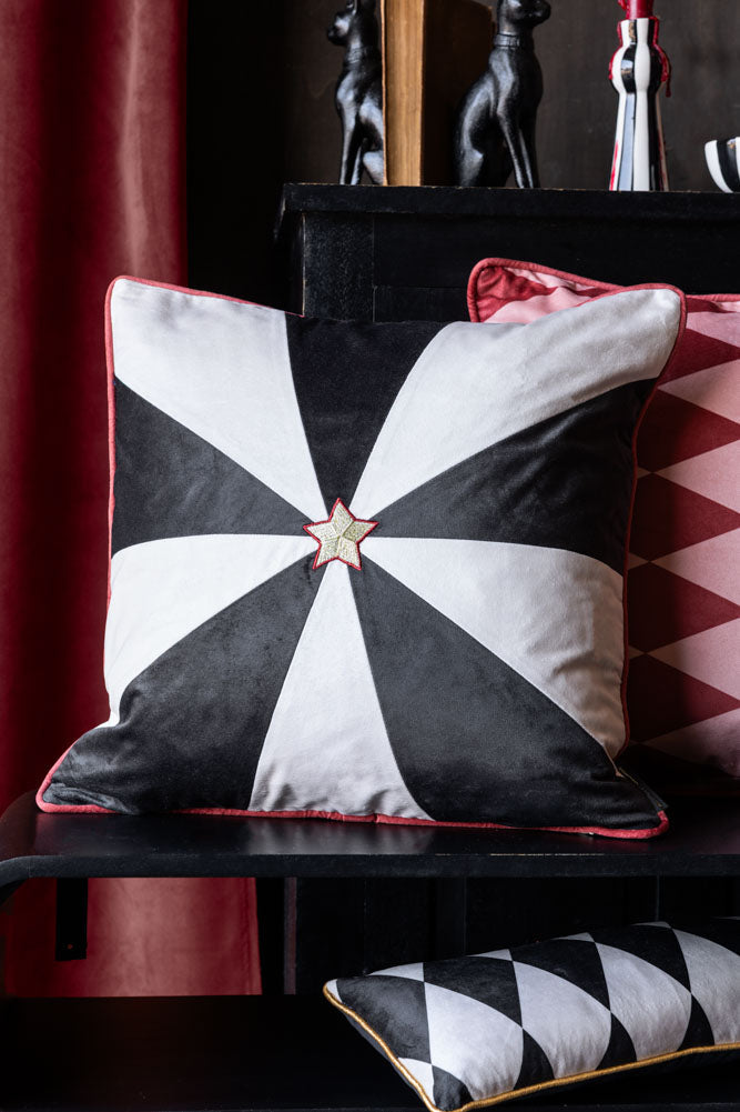 Monochrome Embroidered Star Cushion