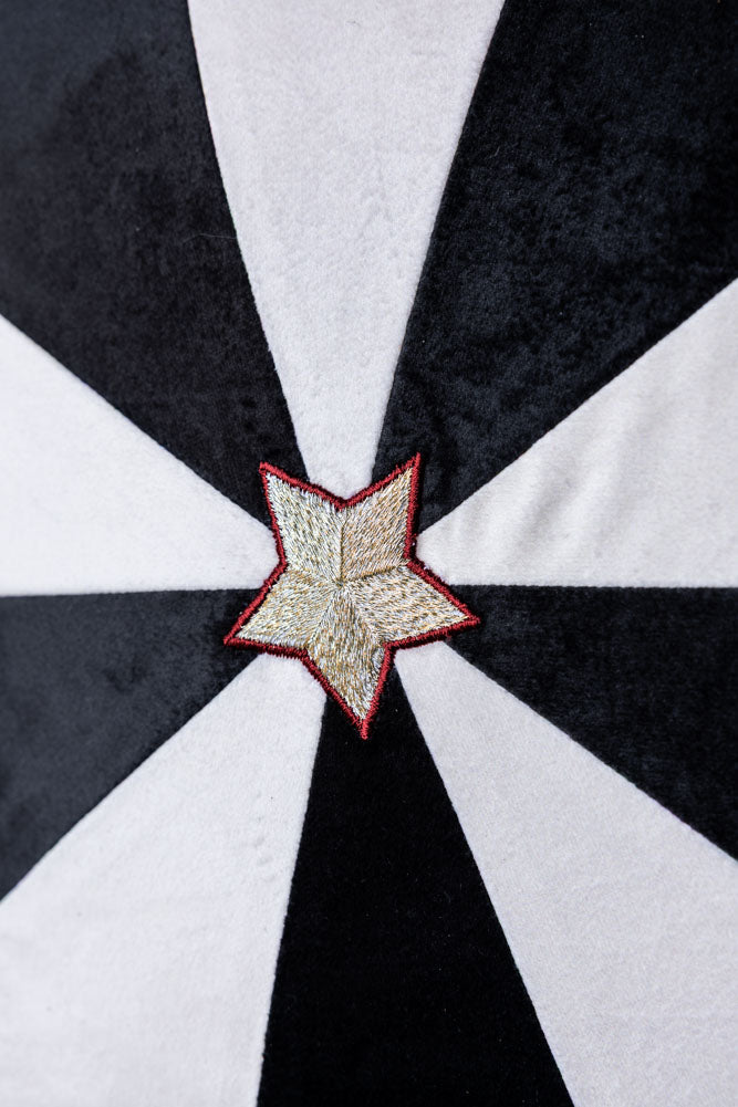 Monochrome Embroidered Star Cushion