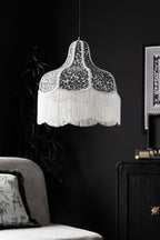 Monochrome Leopard Print Tassel Edge Ceiling Light