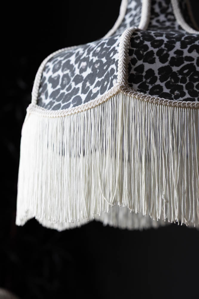 Monochrome Leopard Print Tassel Edge Ceiling Light