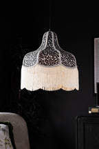 Monochrome Leopard Print Tassel Edge Ceiling Light