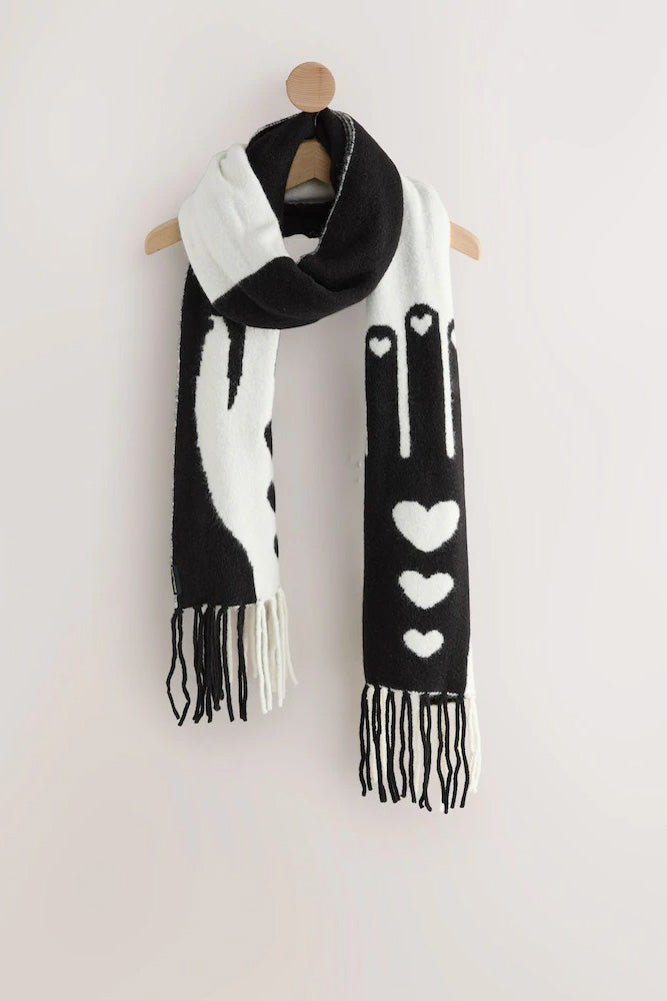 Monochrome Printed Hands Scarf