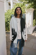 Monochrome Printed Hands Scarf