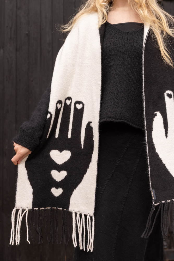 Monochrome Printed Hands Scarf