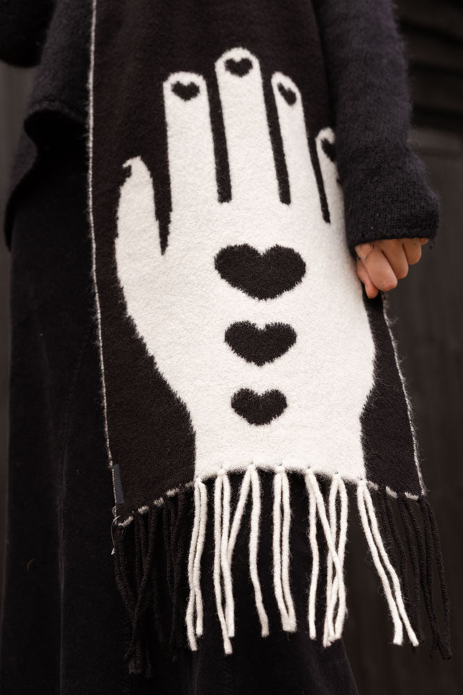 Monochrome Printed Hands Scarf