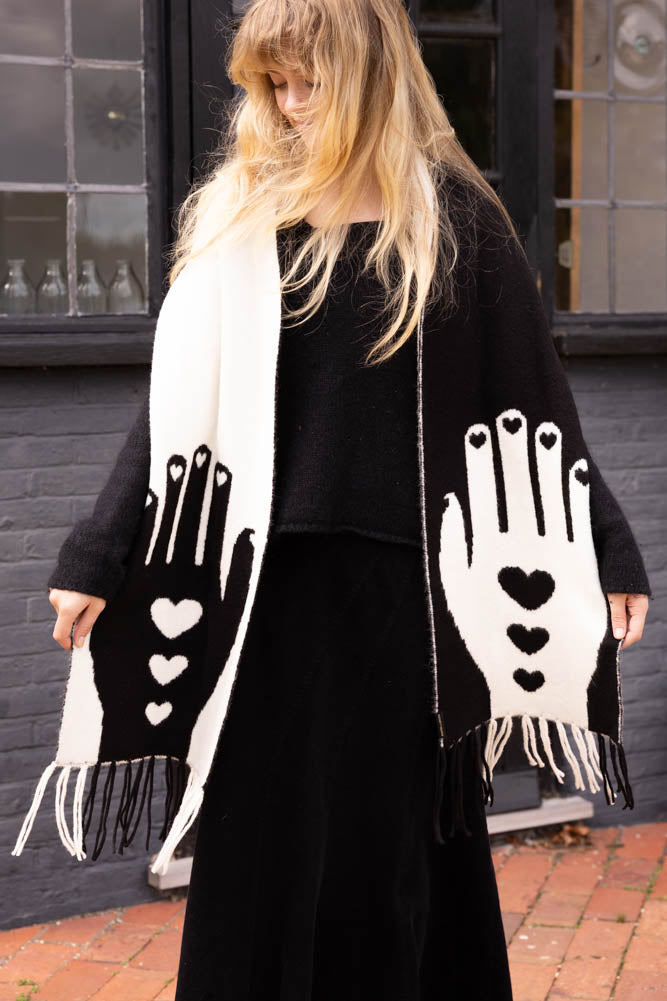 Monochrome Printed Hands Scarf