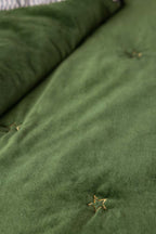 Monochrome Stripe & Green Velvet Reversible Quilt