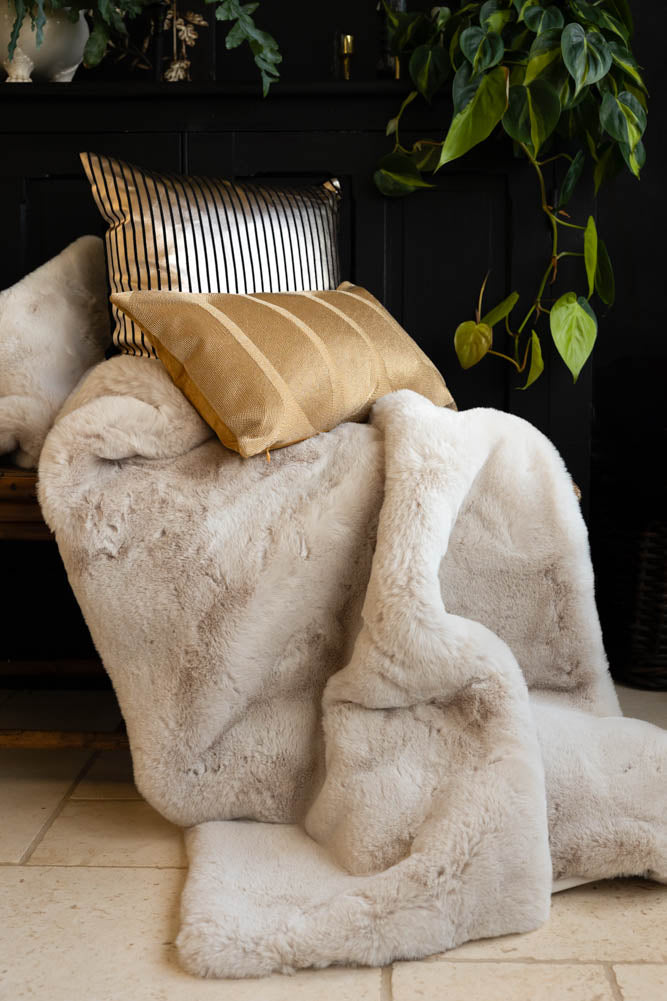 Natural Faux Fur Throw