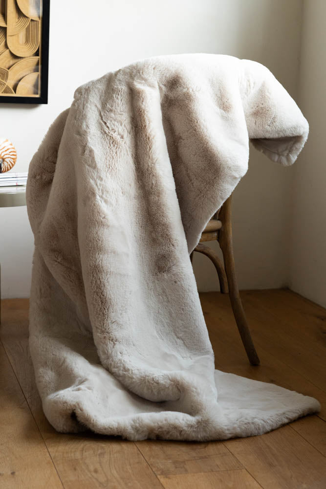 Natural Faux Fur Throw