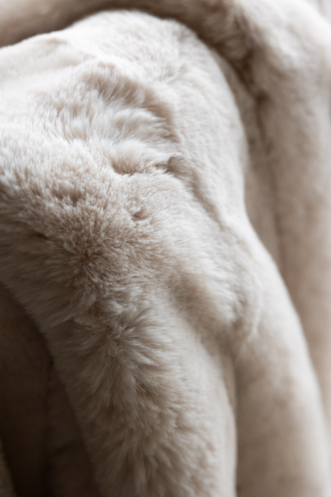 Natural Faux Fur Throw