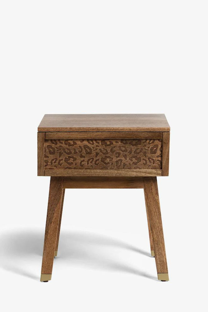 Natural Leopard Print Bedside Table