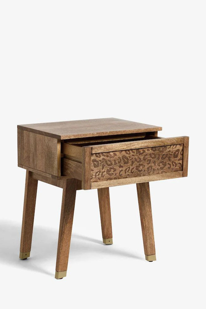 Natural Leopard Print Bedside Table