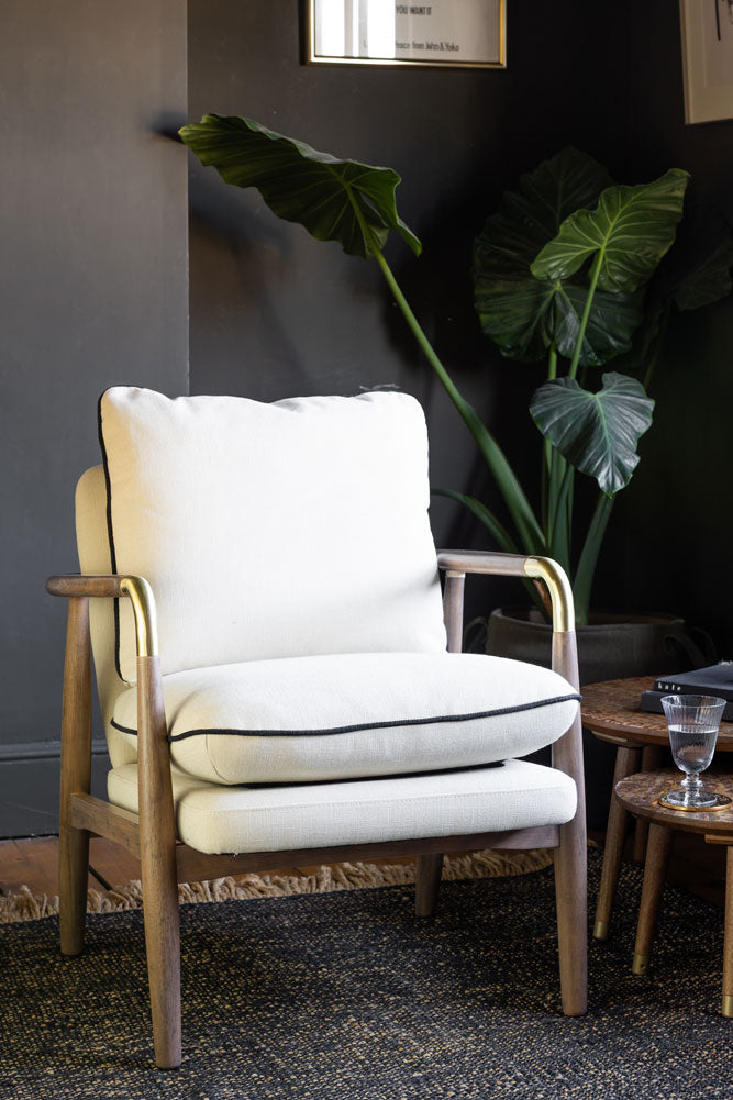 Natural & Black Piping Signature Accent Chair