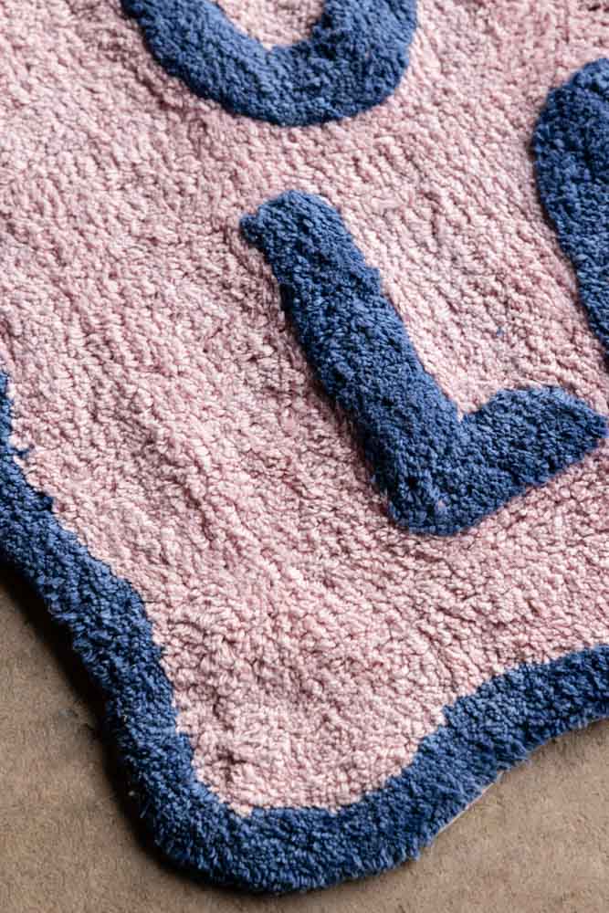 Navy & Pale Pink C'est La Vie Bath Mat