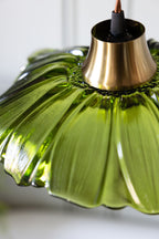 Olive Green Flower Glass Easyfit Ceiling Light Shade