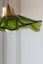 Olive Green Flower Glass Easyfit Ceiling Light Shade