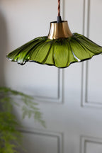 Olive Green Flower Glass Easyfit Ceiling Light Shade