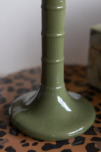 Olive Green Palm Tree Candlestick Holder