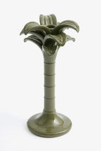 Olive Green Palm Tree Candlestick Holder