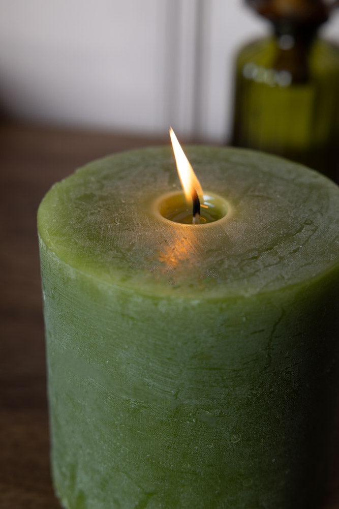 Olive Green Pillar Candle