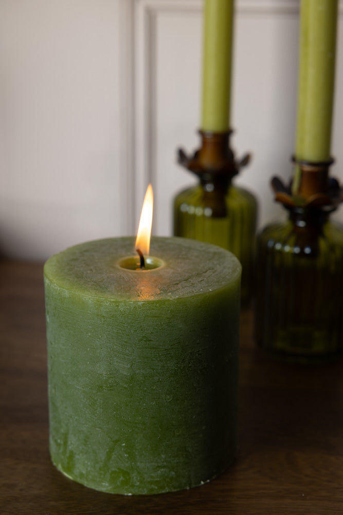 Olive Green Pillar Candle