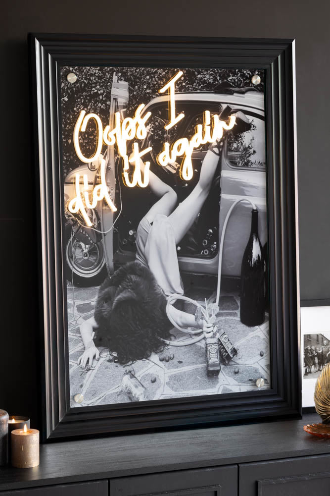 Oops I Did It Again...Framed Neon Wall Light - Available in Two Options
