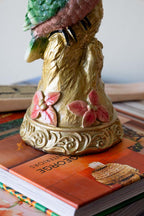 Ornate Gold & Green Parrot Candlestick Holder