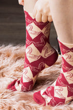 Pack Of 4 Monochrome Hand Print & Red Swan Socks