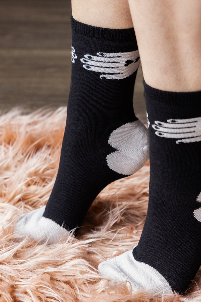 Pack Of 4 Monochrome Hand Print & Red Swan Socks