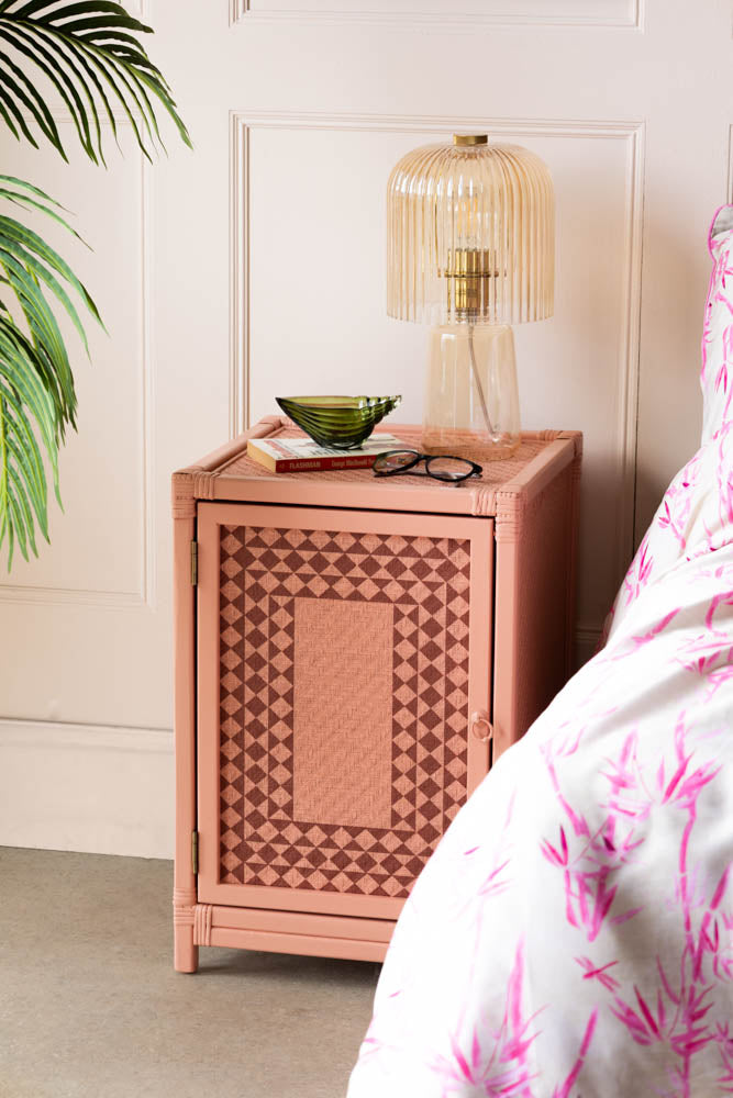 Pale Pink Diamond Embossed Bedside Table