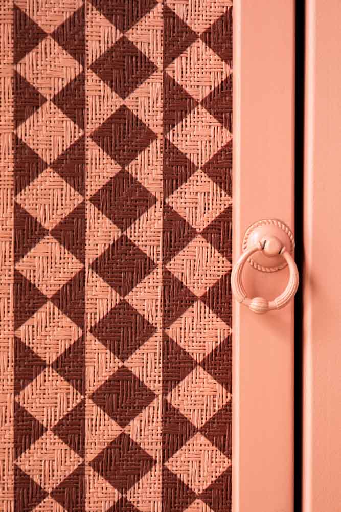 Pale Pink Diamond Embossed Bedside Table