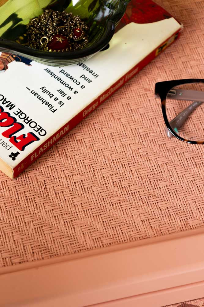 Pale Pink Diamond Embossed Bedside Table