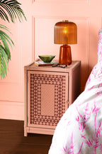 Pale Pink Diamond Embossed Bedside Table