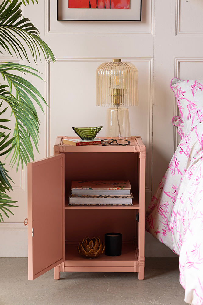 Pale Pink Diamond Embossed Bedside Table
