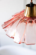 Pale Pink Flower Glass Easyfit Ceiling Light Shade