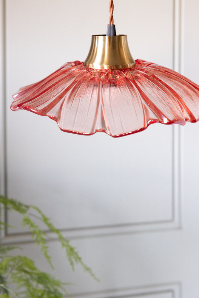 Pale Pink Flower Glass Easyfit Ceiling Light Shade