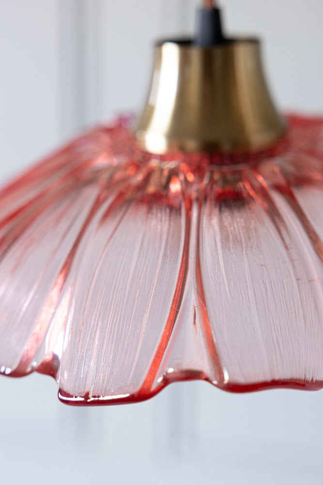 Pale Pink Flower Glass Easyfit Ceiling Light Shade