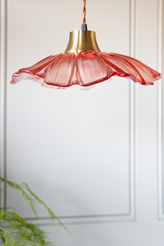 Pale Pink Flower Glass Easyfit Ceiling Light Shade
