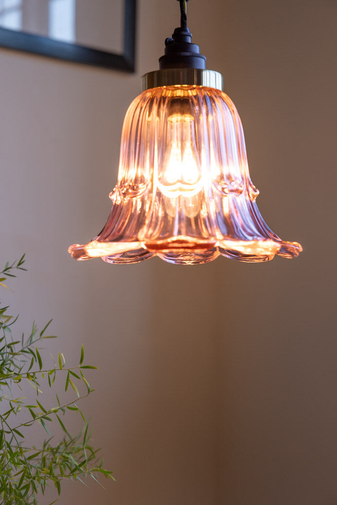 Pale Pink Vintage-Style Glass Easyfit Ceiling Light Shade