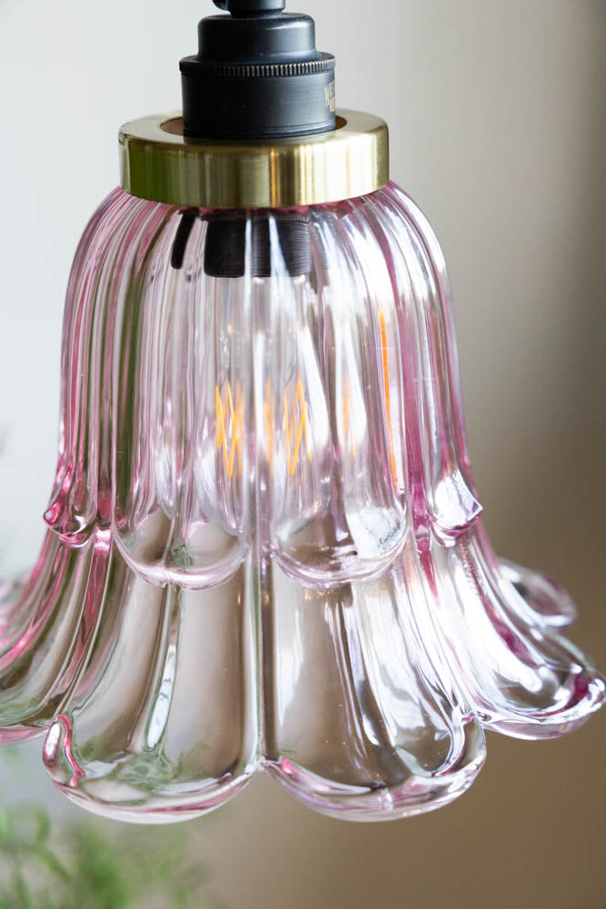 Pale Pink Vintage-Style Glass Easyfit Ceiling Light Shade
