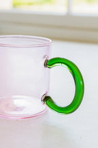 Pale Pink & Green Glass Mug