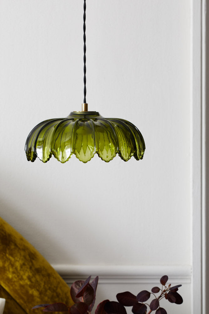 Gold & Green Pendant Desert Island Palm Light