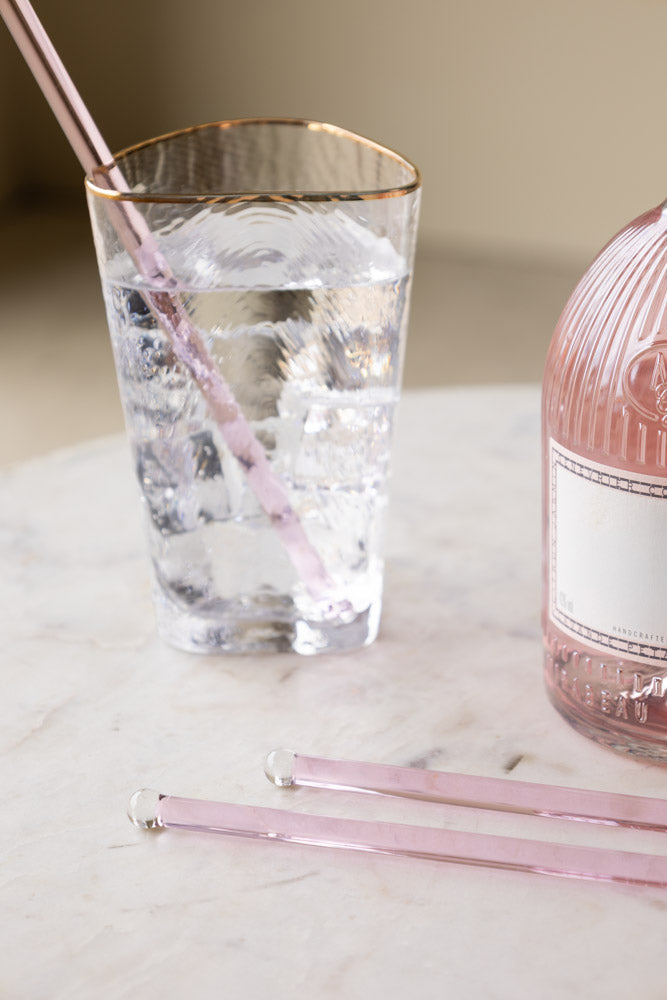 Pink Glass Cocktail Stirrer