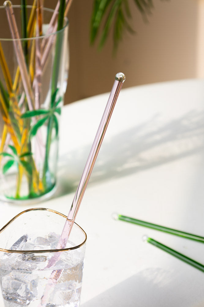 Pink Glass Cocktail Stirrer