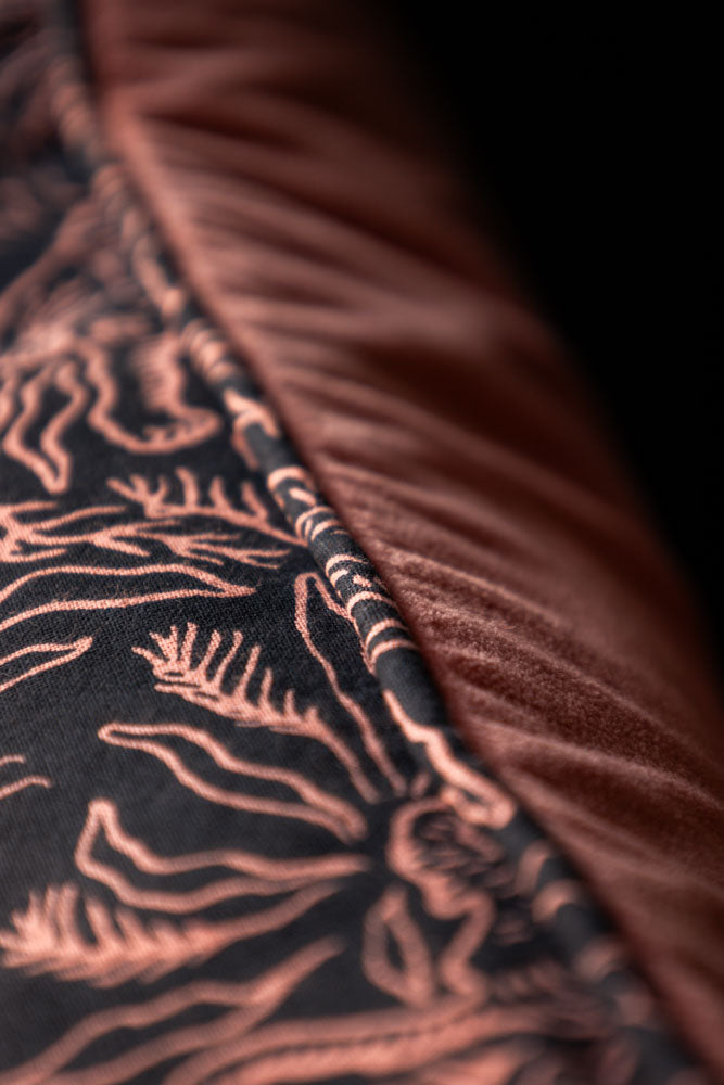 Pink Velvet Embroidered Tiger Cushion