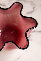 Pink Wavy Decorative Glass Bowl