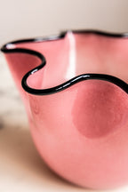 Pink Wavy Decorative Glass Bowl
