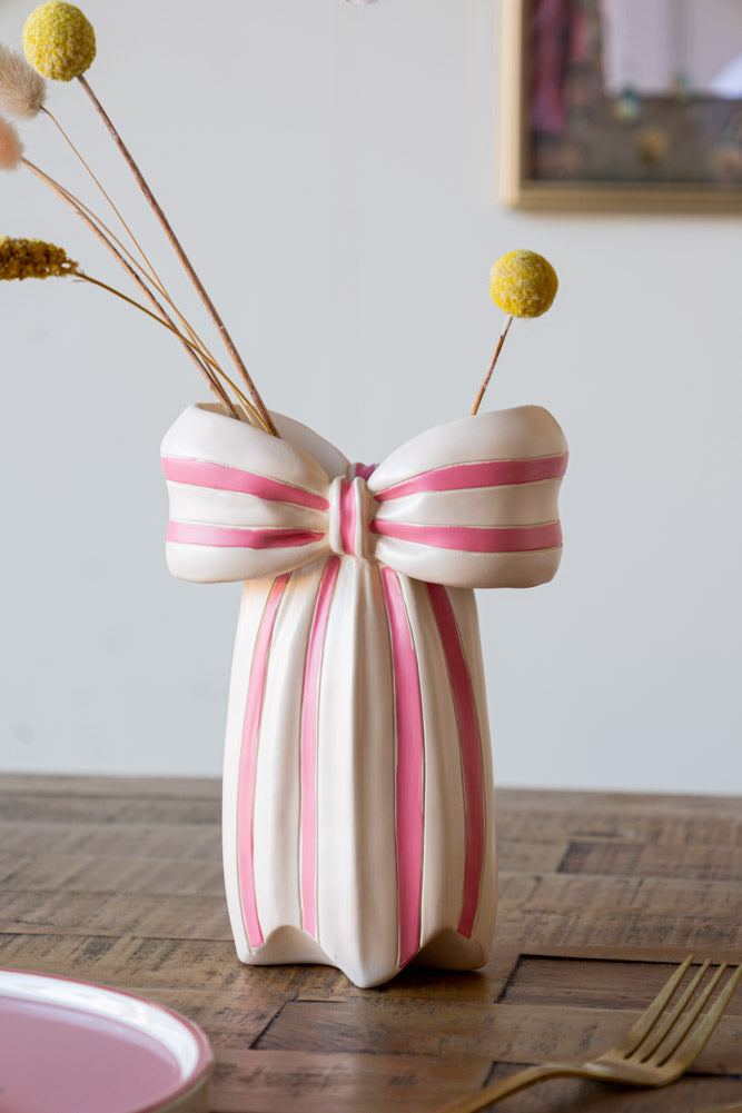 Pink & Cream Bow Vase