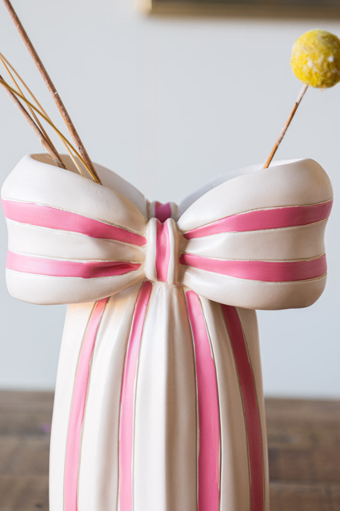 Pink & Cream Bow Vase